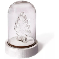 Dekortrend Fenyőfa üveg asztaldísz, 9 cm, meleg fehér, elemes, KDE 011 dekoráció