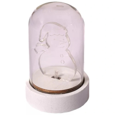 Dekortrend Hóember üveg asztaldísz, 9 cm, meleg fehér, elemes, KDE 012 dekoráció