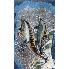  Delfin mozaik kép csempe