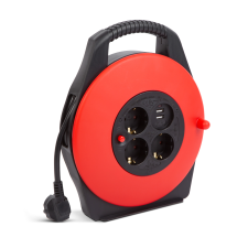 Delight 20239 kábeldobos hosszabbító 3×1,5mm2, 3dugalj+2USB hosszabbító, elosztó