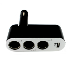 delight 55049 Szivargyújtó elosztó: 3 aljzat + USB töltő 70W Fekete/Ezüst mobiltelefon kellék