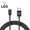 delight fekete microUSB adatkábel LED fénnyel 1m (55442M-BK)