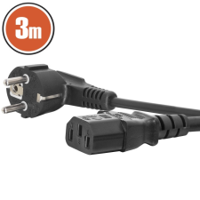 delight Hálózati tápkábel IEC C13 aljzat - 90º-os CEE 7/7 dugó 3m kábel és adapter