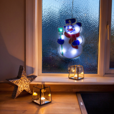 delight LED-es PVC ablakdekor - hóember - 26 x 17 cm - 3 x AAA karácsonyi ablakdekoráció