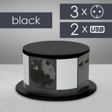 delight Rejtett elosztó 3 aljzattal + USB 20433BK hosszabbító, elosztó