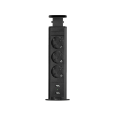 delight rejtett elosztó 3-as, 2xUSB, matt fekete (20430MBU) hosszabbító, elosztó