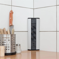 delight sarok elosztó(20483), 3 db gyermekvédelemmel ellátott 230V aljza, 2db USB csatlakozó hosszabbító, elosztó
