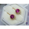  Delila pink kerek kristályköves fülbevaló-18K