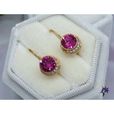  Delila pink kerek kristályköves fülbevaló-18K fülbevaló