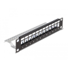 DELOCK 10 Keystone patch panel 12 porttal és tehermentesítővel 1U fekete