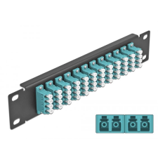 DELOCK 10 üvegszálas patch panel 12 portos LC Quad 1U vízkék fekete (66779) (DE66779) asztali számítógép kellék