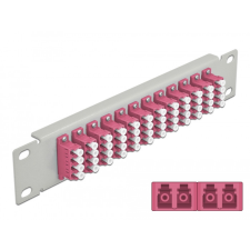 DELOCK 10 üvegszálas patch panel 12 portos LC Quad ibolya 1U szürke egyéb hálózati eszköz