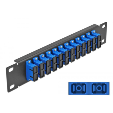 DELOCK 10 üvegszálas patch panel 12 portos SC Duplex 1U kék fekete (66771) (DE66771) asztali számítógép kellék