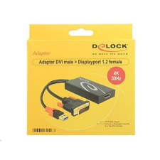DELOCK 62596 DVI-dugós csatlakozó > Displayport adapter, fekete kábel és adapter