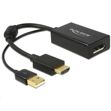 DELOCK 62667 HDMI-A - Displayport 1.2 adapter, audió funkcióval, fekete (62667) kábel és adapter