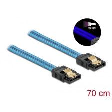 DELOCK 6 Gb/s SATA kábel UV fényhatással kék színű 70cm (82133) (DE82133) kábel és adapter