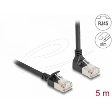 DELOCK 80290 S/FTP Cat6a RJ45 Patch kábel 90° 5m - Fekete (80290) kábel és adapter