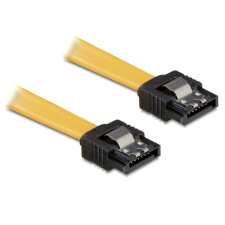 DELOCK 82464 SATA kábel, 10cm egyenes-egyenes, fém, sárga kábel és adapter