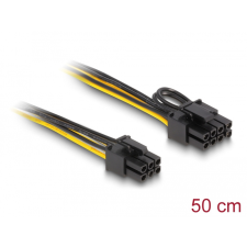 DELOCK 83004 PCIe 6pin - PCIe 8pin tápegység kábel 0,5m - Fekete kábel és adapter