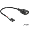 DELOCK 83291 USB 2.0 type-A female --> pin header kábel 20 cm (83291)