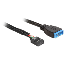 DELOCK 83776 USB 2.0 9 tűs csatlakozóhüvely (anya) - USB 3.0 19 tűs csatlakozófej (apa) kábel 45 cm - Fekete kábel és adapter
