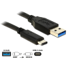 DELOCK 83870 USB3.1 (Gen.2) 10Gbps > USB Type-C kábel - Fekete - 1m