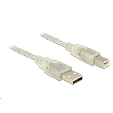 DELOCK 83893 USB 2.0 Type-A male &gt; USB 2.0 Type-B male 1.5m áttetsző kábel és adapter