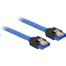DELOCK 84976 SATA-kábel 6 Gb/s egyenes csatlakozó, fém rögzítő, kék, 10cm (84976) kábel és adapter