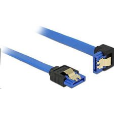 DELOCK 85089 SATA-kábel 6 Gb/s egyenes -&gt; lefelé ívelt, fém rögzítő, kék, 20cm kábel és adapter