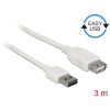 DELOCK - 85201 - Bővítő kábel EASY-USB 2.0-s A típusú csatlakozódugó > USB 2.0 A-típusú hüvely fehér 3 m