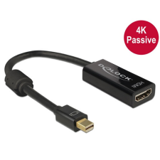 DELOCK ADA Delock 62613 miniDisplayport 1.2 dugós csatl. - HDMI csatlakozóhüvely 4K passzív - Fekete kábel és adapter