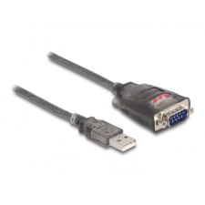  Delock Adapter A-típusú USB 2.0 - 1 x soros RS-232 D-Sub 9 tűs apa anyacsavarokkal, 3 db. LED-del 0,2 m kábel és adapter