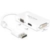 DELOCK Adapter Displayport 1.1-dugós csatlakozó > VGA / HDMI / DVI-csatlakozóhüvely passzív fehér