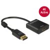 DELOCK Adapter Displayport 1.2-dugós csatlakozó > HDMI-csatlakozóhüvely 4K aktív, 20cm, fekete