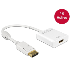 DELOCK Adapter Displayport 1.2-dugós csatlakozó > HDMI-csatlakozóhüvely 4K aktív fehér kábel és adapter
