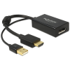 DELOCK Adapter HDMI-A-dugós csatlakozó > Displayport 1.2-csatlakozóhüvely fekete