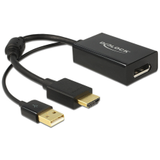DELOCK Adapter HDMI-A-dugós csatlakozó &gt; Displayport 1.2-csatlakozóhüvely fekete kábel és adapter