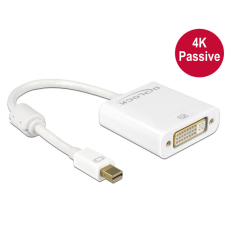 DELOCK Adapter mini Displayport 1.2-dugós csatlakozó &gt; DVI-csatlakozóhüvely 4K passzív, fehér kábel és adapter
