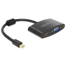 DELOCK Adapter mini Displayport-dugós csatlakozó > HDMI / VGA-csatlakozóhüvely fekete kábel és adapter