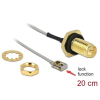 DELOCK Antenna Cable RP-SMA jack bulkhead to MHF® I LK plug 1.13 20cm thread length 10mm splash proof (89928)
