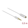 DELOCK Audio Extension Cable Stereo Jack 3.5mm 4 pin male to female Ultra Slim 0,5m White