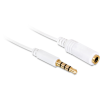 DELOCK audió toldó kábel, 4 pol.3.5mm sztereó jack dugó/aljzat csatlakozókkal, Iphonehoz, fehér