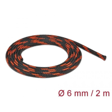  DeLock Braided Sleeve stretchable 2mx6mm Black/Red kábel és adapter