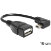 DELOCK Cable Mini USB male angled > USB 2.0-A female OTG 16cm Black