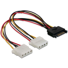 DELOCK Cable Power SATA 15pin > 2x 4pin Molex female 20cm (65159) kábel és adapter