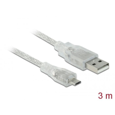  DeLock Cable USB 2.0 Type-A male &gt; USB 2.0 Micro-B male 3m Transparent kábel és adapter
