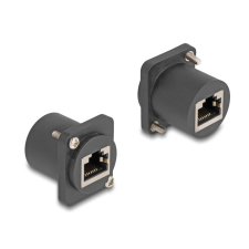 Delock D-típusú Modul RJ45 anya anya csavarokkal fekete egyéb hálózati eszköz
