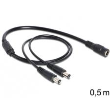 DELOCK DC elosztókábel, 5.5 x 2.1 mm 1 x anya > 2 x apa kábel és adapter