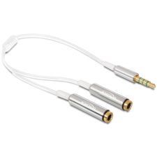 DELOCK Delock 3.5 mm 4 pin Jack elosztó kábel 25cm, fehér (65576) kábel és adapter
