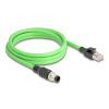 DELOCK Delock Kábel M12 A kódolt 8 tűs apa - RJ45 apa PUR (TPU) 2 m